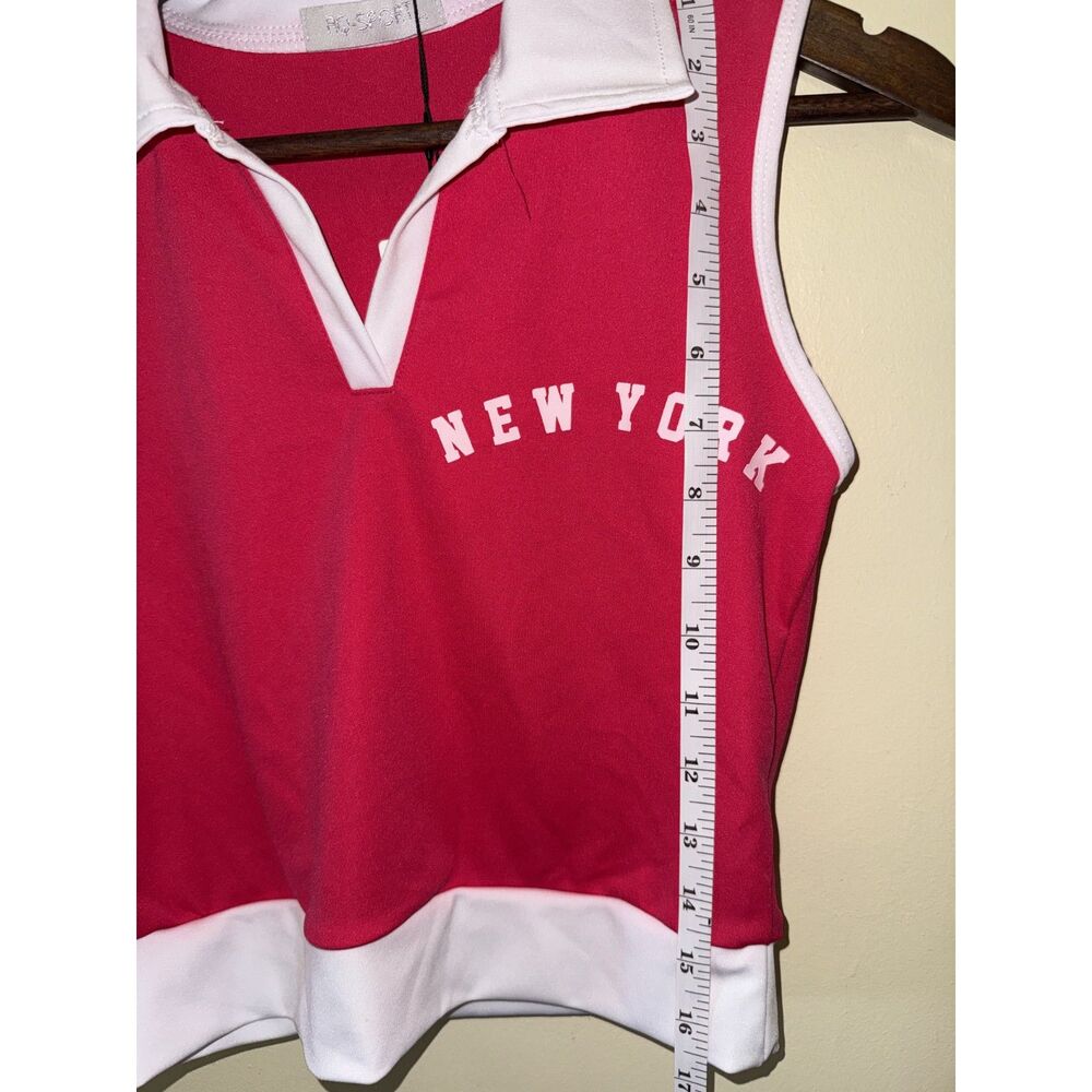 AQ SPORT NWT Pink New York Cropped Sleeveless Polo Top Med - Picture 7 of 7
